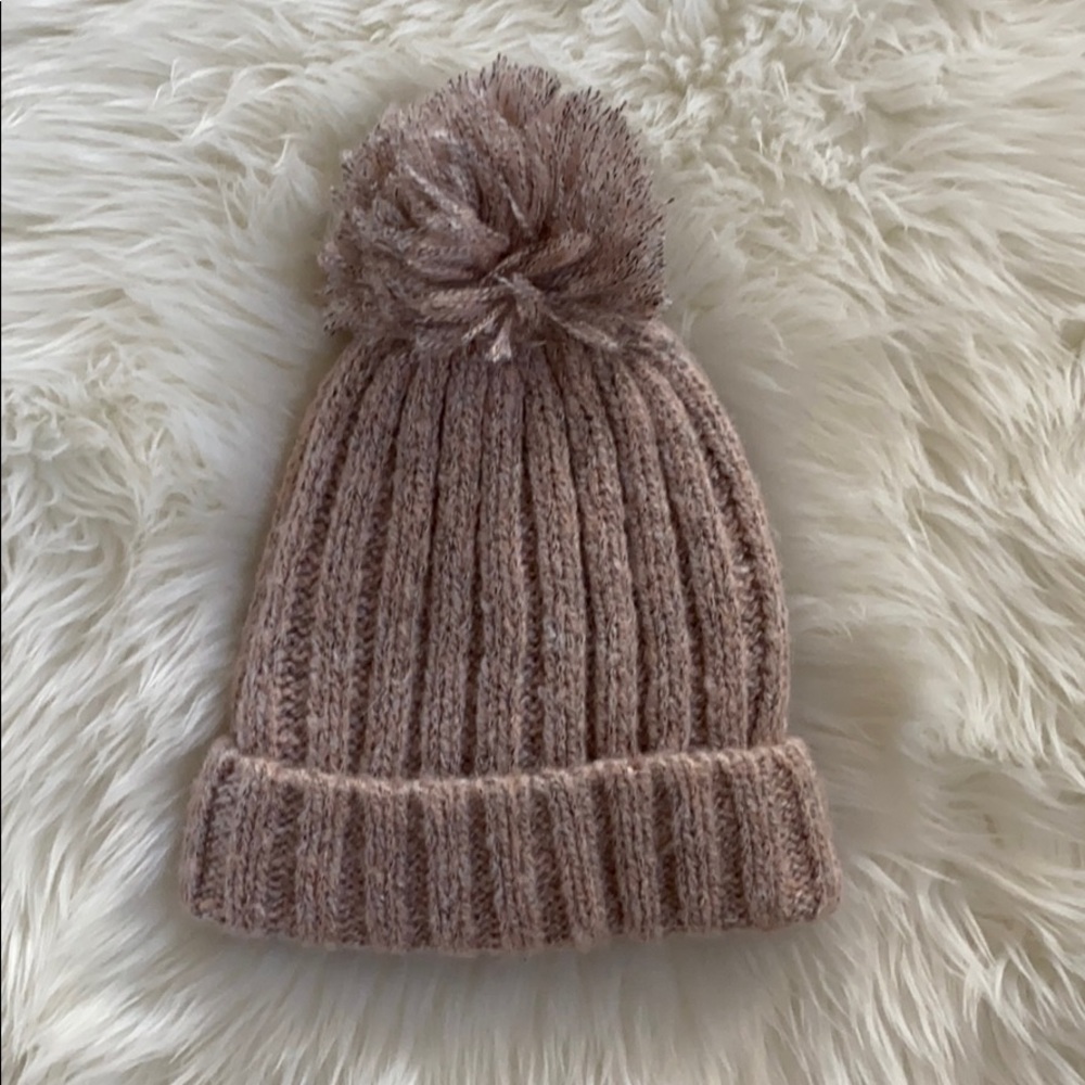 Michael Stars pink shearling beanie from revolve